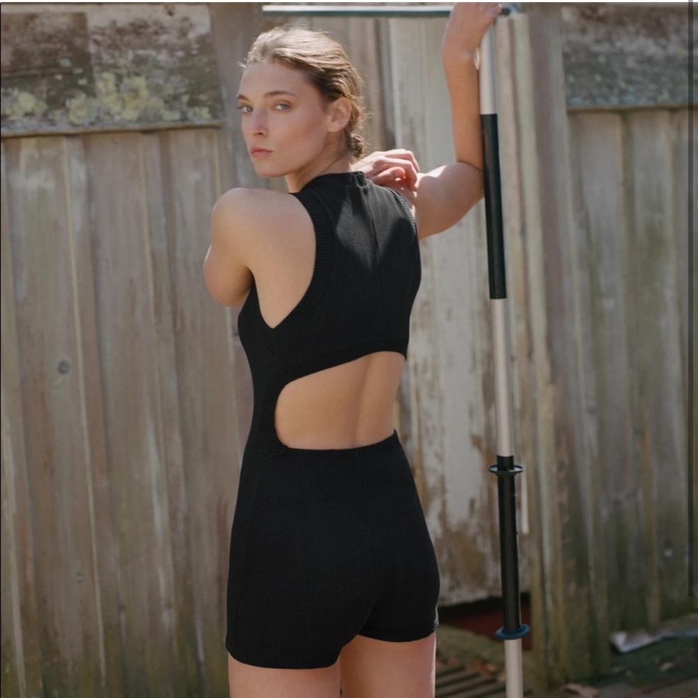 Zara Black Romper with Open Back
